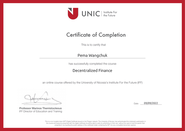 UNIC NFT Certificate